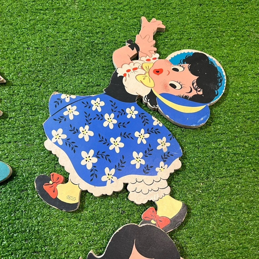 Vintage Mothers Goose Nursery Decor 1950s Jack & Jill Kids Wood Wall Decor  3 Pc